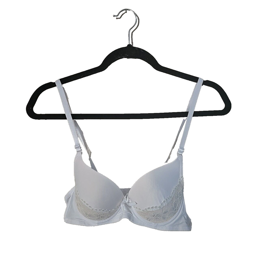 Mamia White Floral Convertible Full‎ Coverage Underwire T-Shirt Bra Size 32B